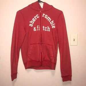 Red Abercrombie Zip Up Hoodie